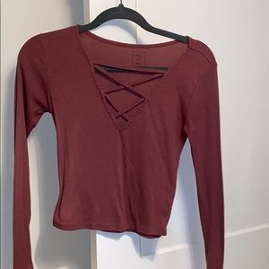 Cute cropped criss cross long sleeve top-PacSun